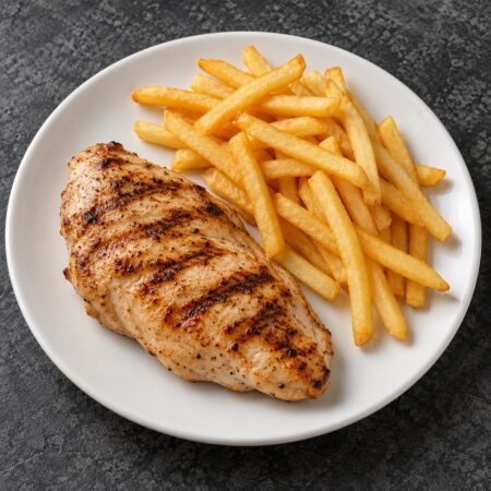 Petto di Pollo – grillierte Pouletbrust mit Pommes frites